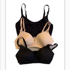 Bundle of 3 Motherhood Maternity snap-open nursing bras in 34B